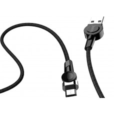 USB кабель черный на магните 1.2м microUSB Hoco S8